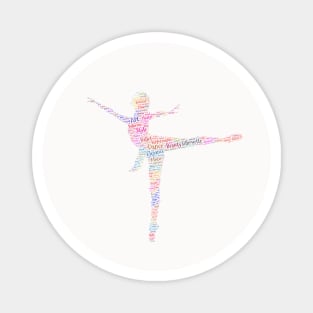 Dancer Lady Woman Silhouette Shape Text Word Cloud Magnet